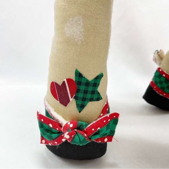 Vintage Handmade Folk Art Fabric Reindeer Couple Boy Girl 2 Pc. - Picture 6 of 16